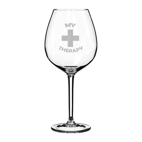 20 oz Jumbo Wine Glass Funny My Therapy,MIP