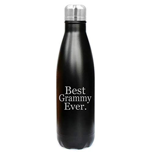 MIP Brand 17 oz. Double Wall Vacuum Insulated Stainless Steel Water Bottle Travel Mug Cup Best Grammy Ever Grandma Grandmother (Black)