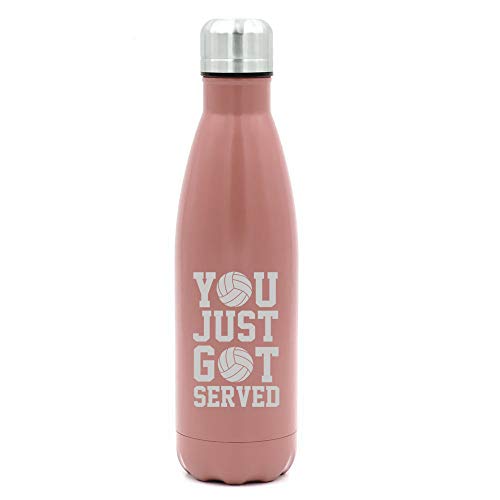 MIP Brand 17 oz. Double Wall Vacuum Insulated Stainless Steel Water Bottle Travel Mug Cup You Just Got Served Volleyball (Rose Gold)