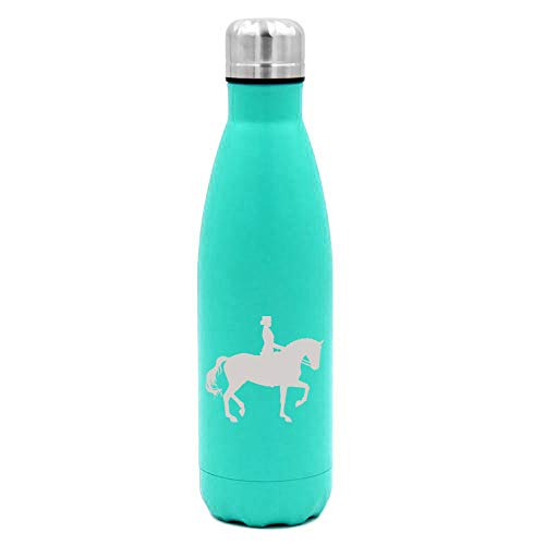 MIP Brand 17 oz. Double Wall Vacuum Insulated Stainless Steel Water Bottle Travel Mug Cup Dressage Horse with Rider (Light-Blue)