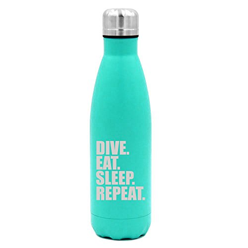 17 oz. Double Wall Vacuum Insulated Stainless Steel Water Bottle Travel Mug Cup Dive Eat Sleep Repeat (Light-Blue)