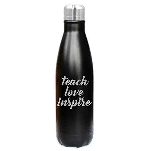 MIP Brand 17 oz. Double Wall Vacuum Insulated Stainless Steel Water Bottle Travel Mug Cup Teach Love Inspire Teacher (Black)