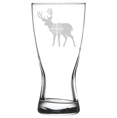 15 oz Beer Pilsner Glass Deer With Bullseye Hunting