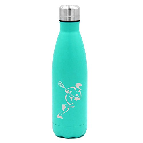 17 oz. Double Wall Vacuum Insulated Stainless Steel Water Bottle Travel Mug Cup Lacrosse Player (Light-Blue)