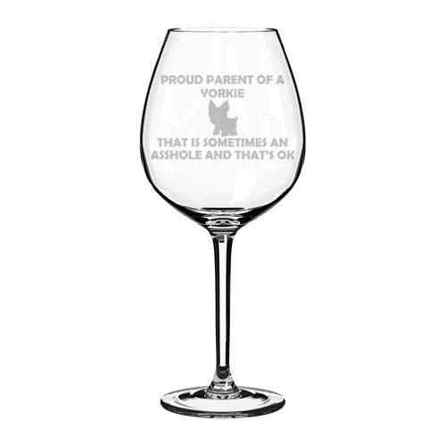 Wine Glass Goblet Funny Yorkshire Terrier Proud Parent Yorkie (20 oz Jumbo)
