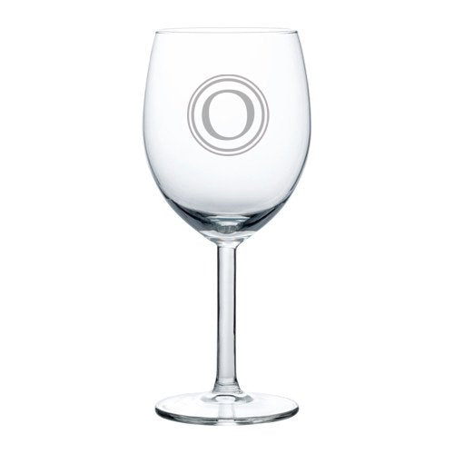 Wine Glass Goblet Circle Monogram Letter (O, 10 oz),MIP