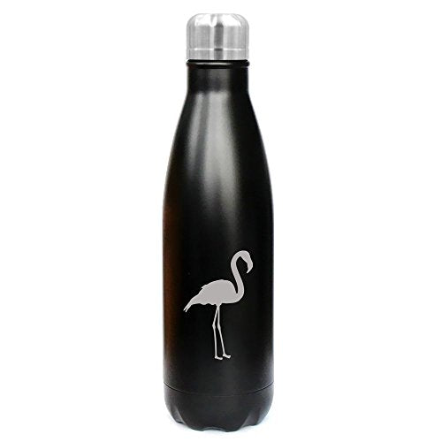 17 oz. Double Wall Vacuum Insulated Stainless Steel Water Bottle Travel Mug Cup Flamingo (Black)