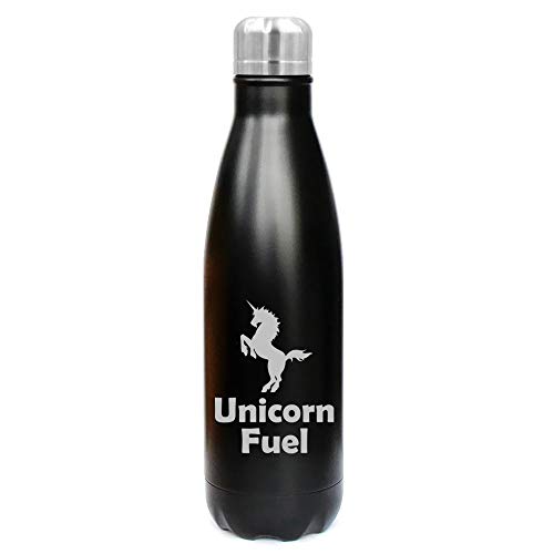 MIP Brand 17 oz. Double Wall Vacuum Insulated Stainless Steel Water Bottle Travel Mug Cup Unicorn Fuel (Black)