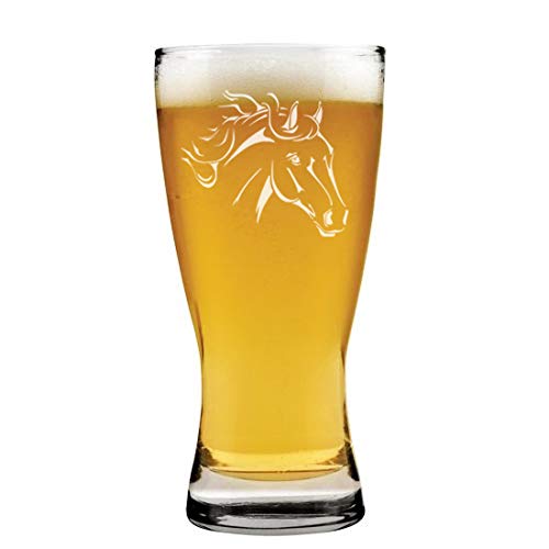 15 oz Beer Pilsner Glass Horse Head