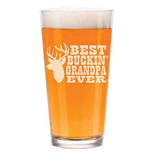 16 oz Beer Pint Glass Best Buckin' Grandpa Ever Grandfather Grandpa