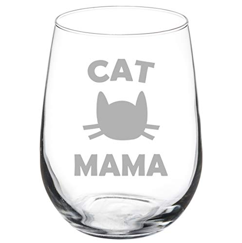 Wine Glass Goblet Cat Mama (17 oz Stemless)