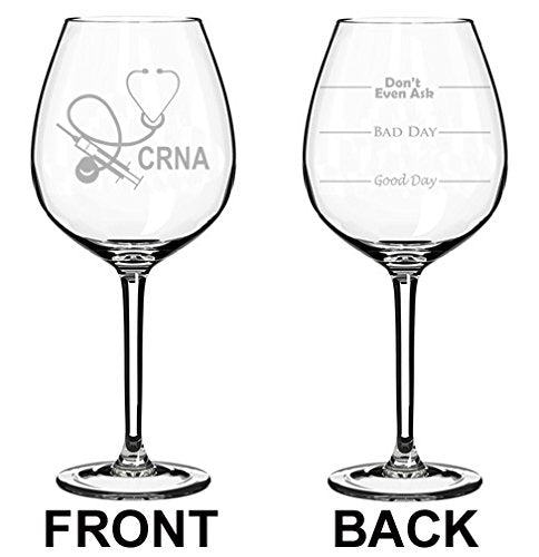 Wine Glass Goblet Two Sided CRNA Nurse Anesthetist Anesthesiology (20 oz Jumbo)