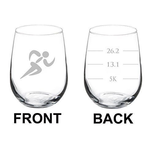 Wine Glass Goblet Two Sided Runner Run Marathan Fill Lines (17 oz Stemless)