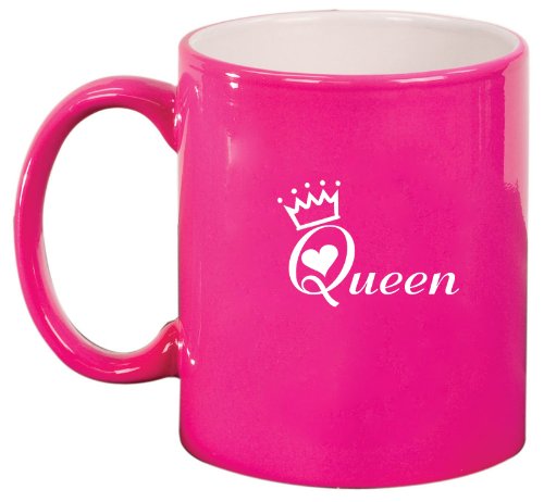 Queen with Crown Ceramic Coffee Tea Mug Cup Hot Pink
