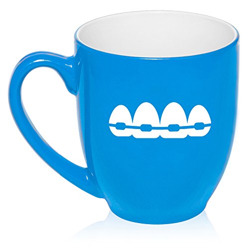 16 oz Large Bistro Mug Ceramic Coffee Tea Glass Cup Orthodontist Dentist (Light Blue)