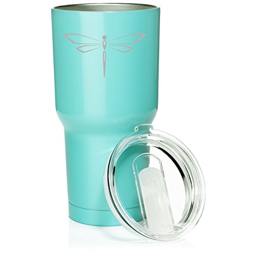 30 oz. Tumbler Stainless Steel Vacuum Insulated Travel Mug Dragonfly (Light Blue)