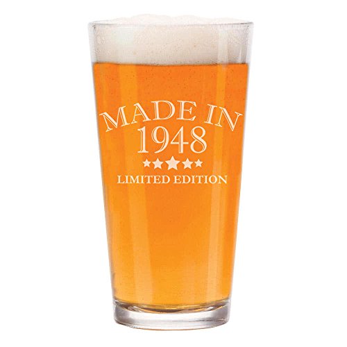 16 oz Beer Pint Glass Made In 1948 70th Birthday