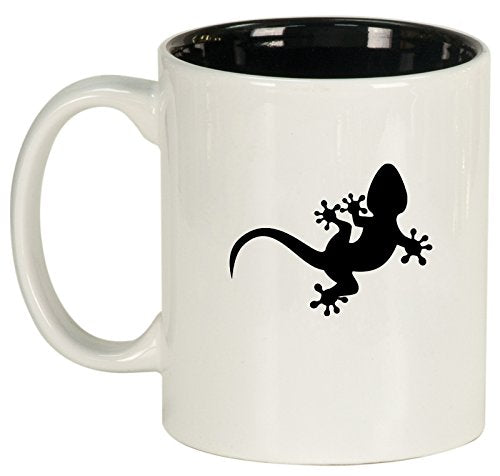 Ceramic Coffee Tea Mug Cup Gecko Lizard (White)