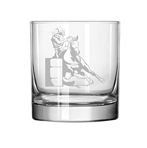 11 oz Rocks Whiskey Highball Glass Female Barrel Racing Cowgirl