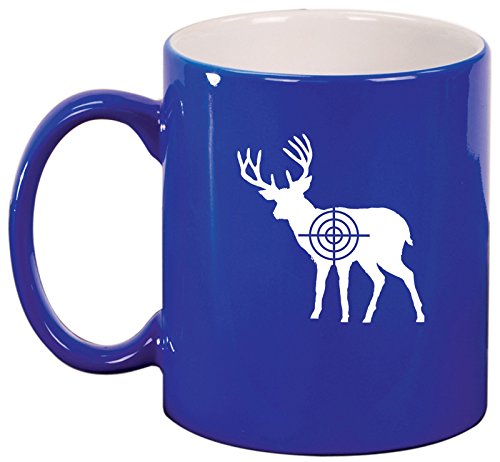 Ceramic Coffee Tea Mug Cup Deer with Bullseye (Blue)