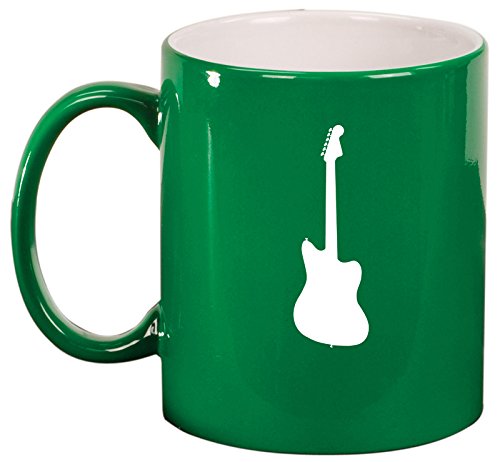 Ceramic Coffee Tea Mug Cup Bass Guitar (Green)