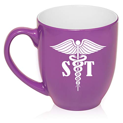 16 oz Large Bistro Mug Ceramic Coffee Tea Glass Cup Speech Therapist (Purple)