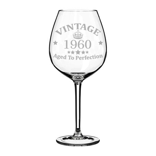 Wine Glass Goblet 57th Birthday Vintage Aged To Perfection 1960 (20 oz Jumbo)