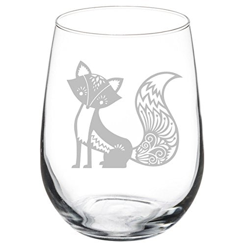 Wine Glass Goblet Fancy Fox (17 oz Stemless)