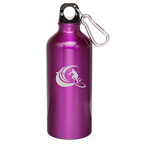 20oz Aluminum Sports Water Bottle Caribiner Clip Paddle Board Surf (Purple)