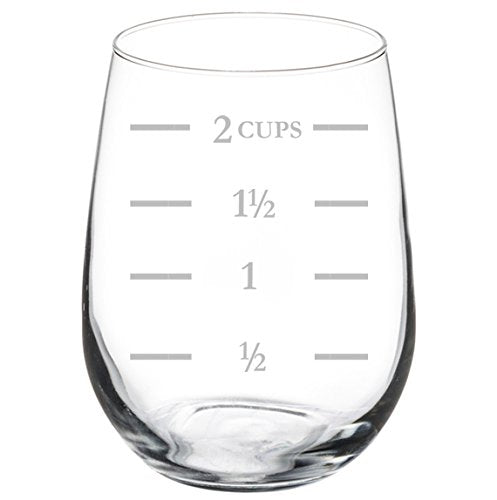 Wine Glass Goblet Cups Lines Measuring Cup (17 oz Stemless)