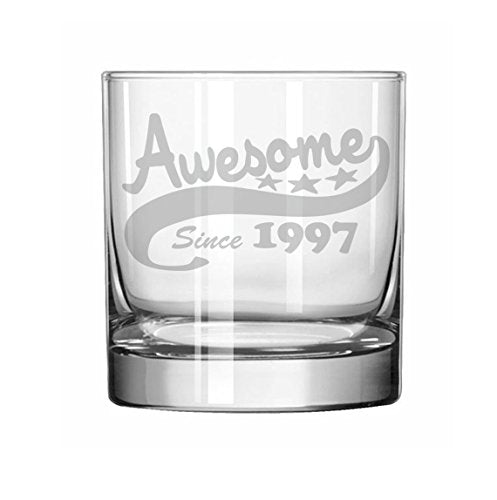 11 oz Rocks Whiskey Highball Glass Funny 21st Birthday Awesome Since 1997