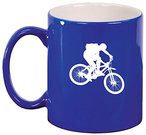 Ceramic Coffee Tea Mug Cup Mountain Biker Bike (Blue)