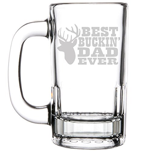 12oz Beer Mug Stein Glass Father Best Buckin Dad Ever