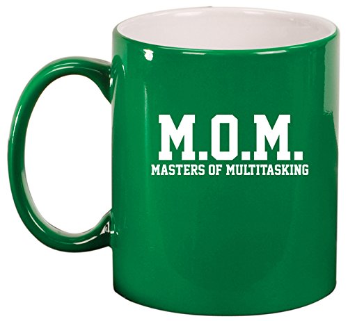 MOM Masters of Multitasking Ceramic Coffee Tea Mug Cup (Green)