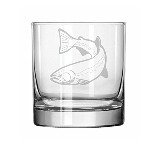 11 oz Rocks Whiskey Highball Glass Fishing Trout