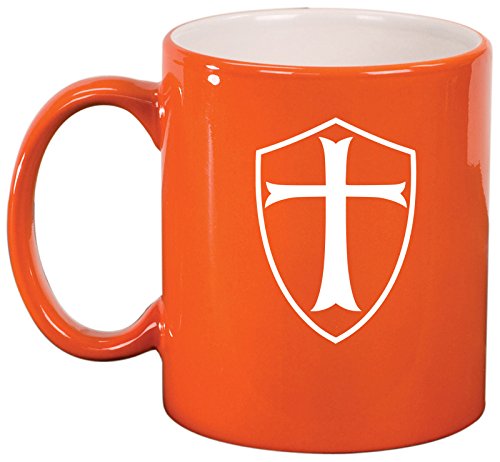 Ceramic Coffee Tea Mug Cup Templar Shield Knights Cross (Orange)