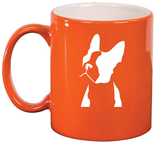 Ceramic Coffee Tea Mug Cup Boston Terrier Face (Orange)
