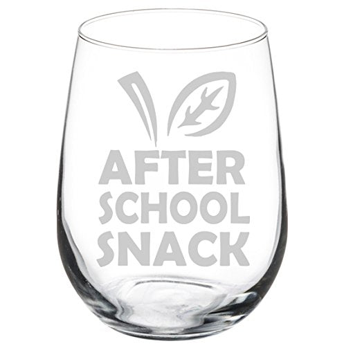 Wine Glass Goblet Funny Teacher After School Snack (17 oz Stemless)