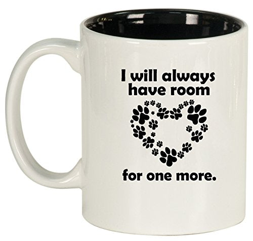 Ceramic Coffee Tea Mug Cup Room for One More Dog Cat Animal Paw Print (White)