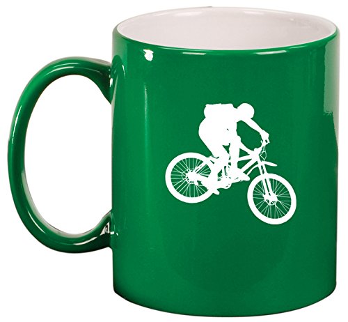 Ceramic Coffee Tea Mug Cup Mountain Biker Bike (Green)