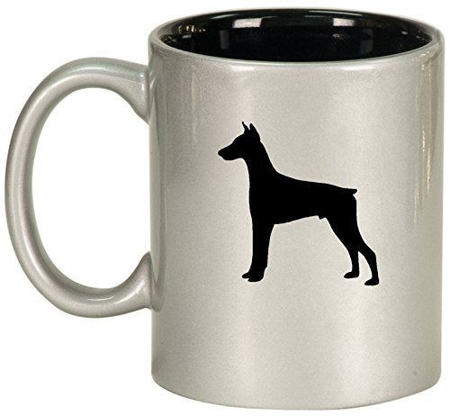 Ceramic Coffee Tea Mug Cup Doberman (Silver)