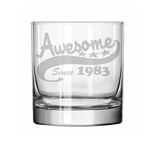 11 oz Rocks Whiskey Highball Glass Funny 35th Birthday Awesome Since 1983