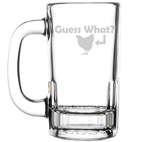 12oz Beer Mug Stein Glass Funny Guess What Chicken