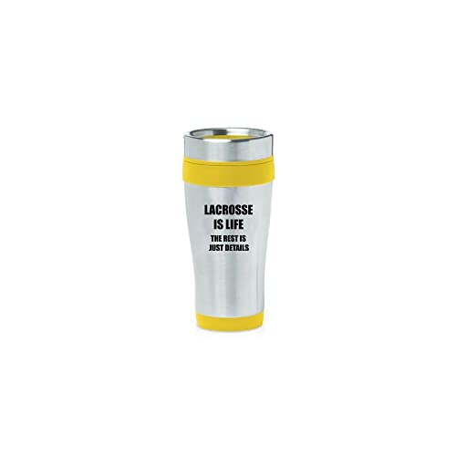 Yellow 16oz Insulated Stainless Steel Travel Mug Z577 Lacrosse is Life,MIP