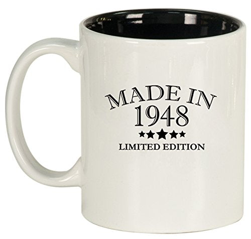 Ceramic Coffee Tea Mug Cup Made In 1948 Birthday 70th Birthday (White)