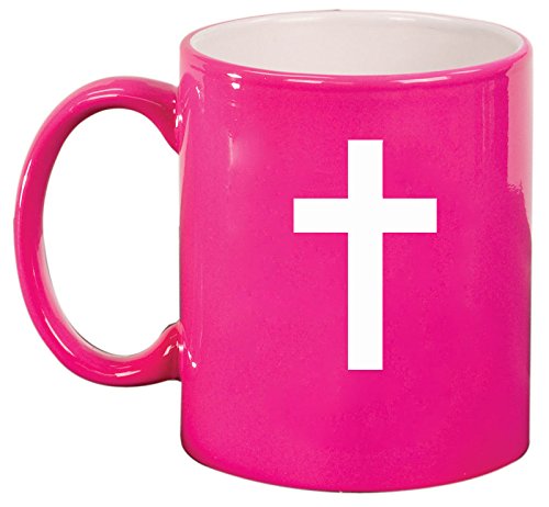 Ceramic Coffee Tea Mug Cup Cross Christian (Pink)