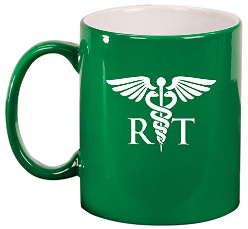 Ceramic Coffee Tea Mug Cup RT Respiratory Therapist Therapy (Green)
