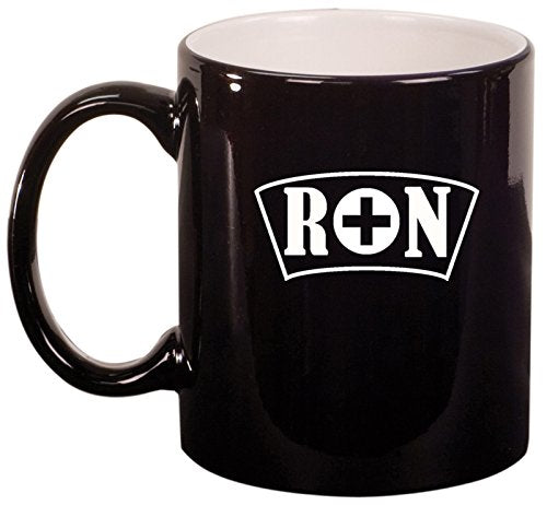 Ceramic Coffee Tea Mug RN Nurse Cap (Black)