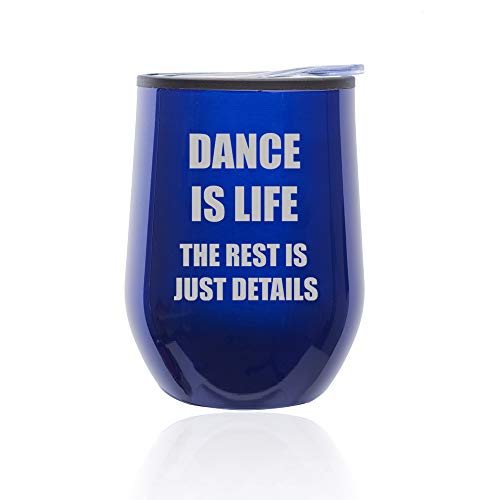 Stemless Wine Tumbler Coffee Travel Mug Glass With Lid Dance Is Life