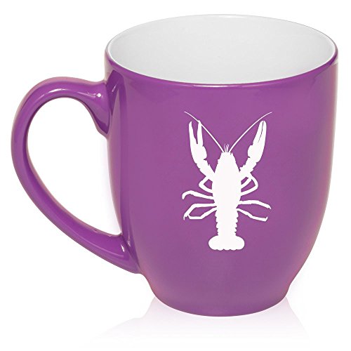 16 oz Large Bistro Mug Ceramic Coffee Tea Glass Cup Lobster (Purple)